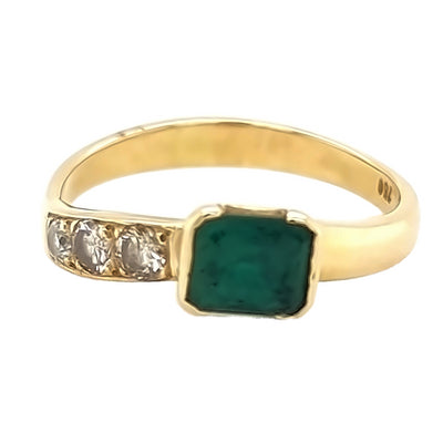preloved 18k yellow gold created emerald