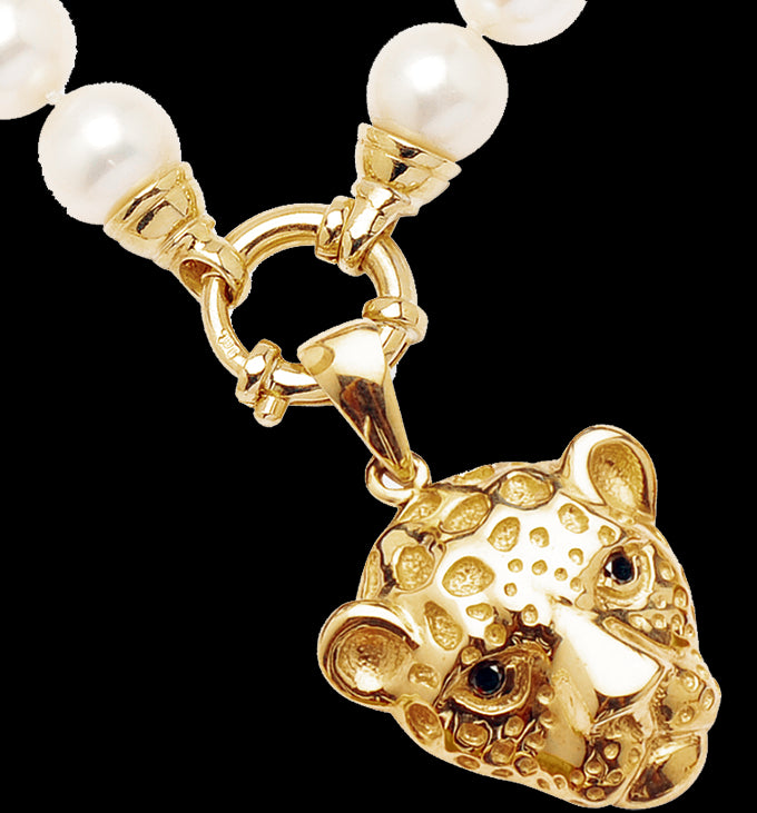 9ct Leopard Pendant with 0.05 Black Diamonds
