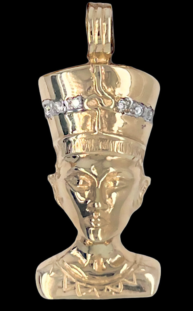 9ct Yellow Gold Diamond Set Nephrite Pendant