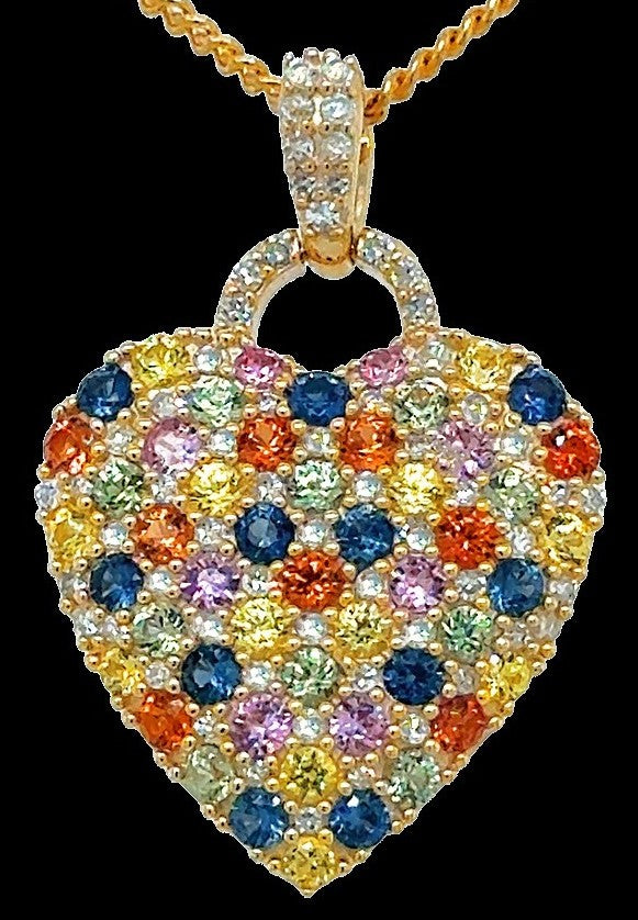 9ct Yellow Gold Multi Coloured Sapphire & Diamond Enhancer 0.25pts
