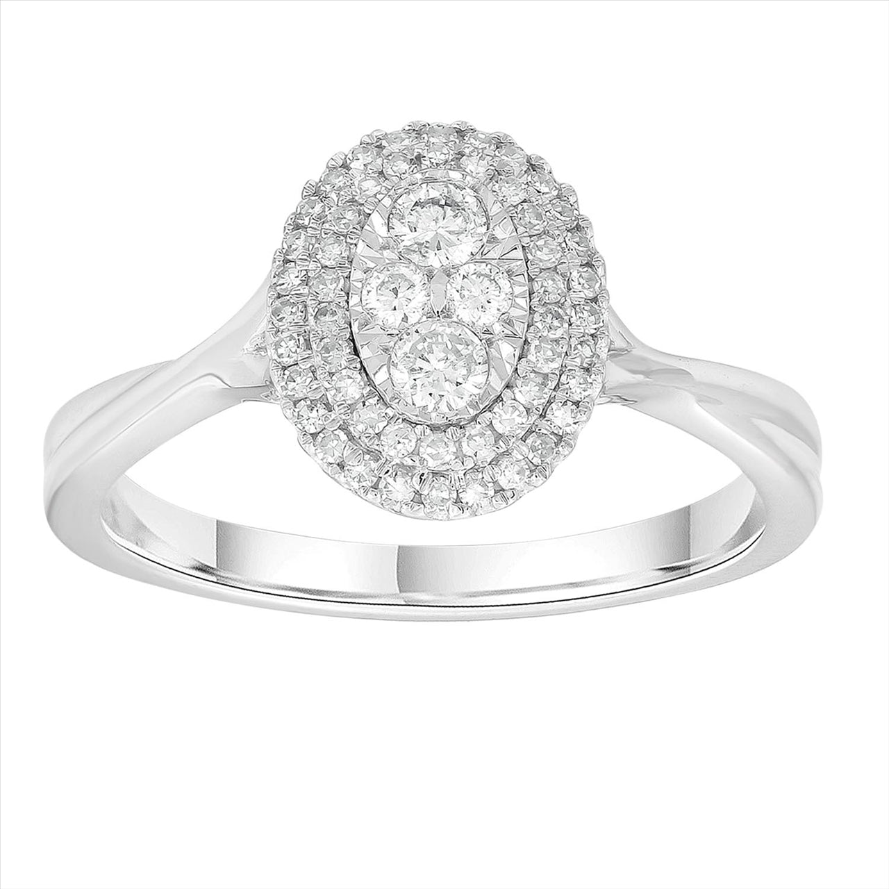 9Ct White Gold Stunning Oval Design Diamond Dress Ring 0.30 Ct