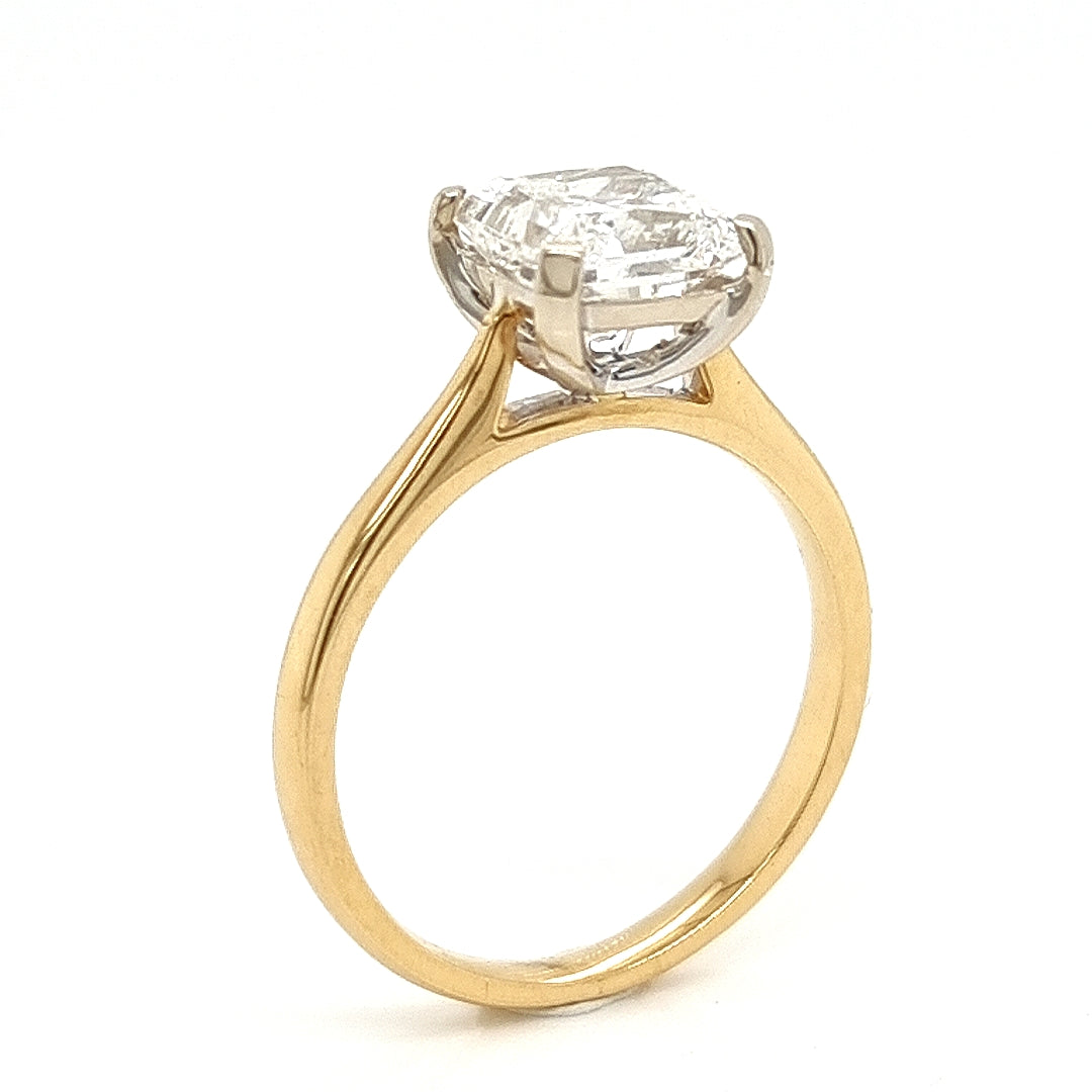 18ct Yellow and White Gold 2.01ct Lab Grown Princess Cut Diamond Ring
