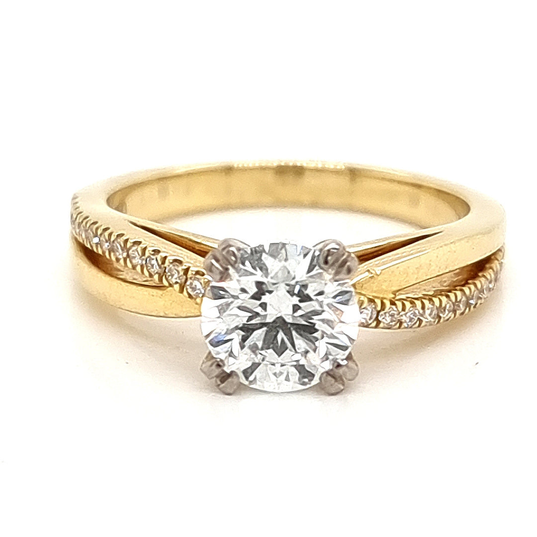 18ct y/w Lab Grown 1.16ct Diamond Engagement Ring Split Band