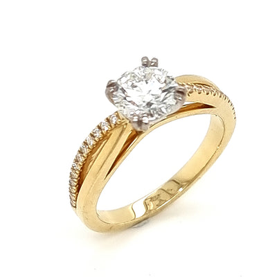 18ct y/w Lab Grown 1.16ct Diamond Engagement Ring Split Band