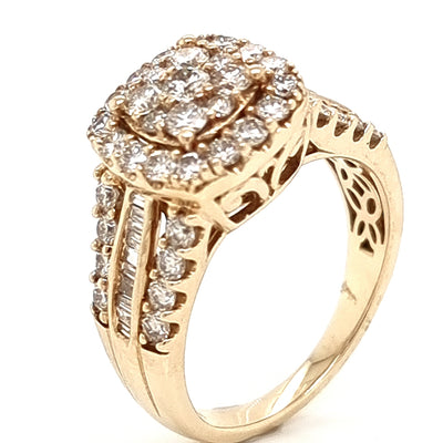 Pre Owned MHJ 10ct Yellow Gold Bridal Cluster Ring 1.50Ct Diamonds