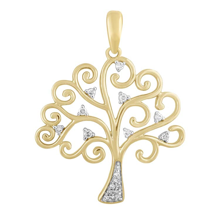 9ct Yellow Gold ' Tree of Life' Diamond Pendant