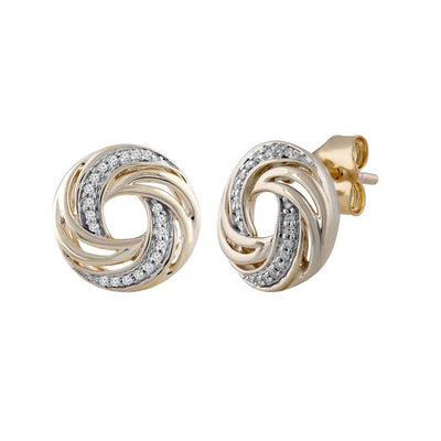 9Ct Yellow Gold Diamond Stud Earrings