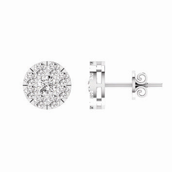 9ct white gold diamond cluster earrings set with 0.50ct GH I1
