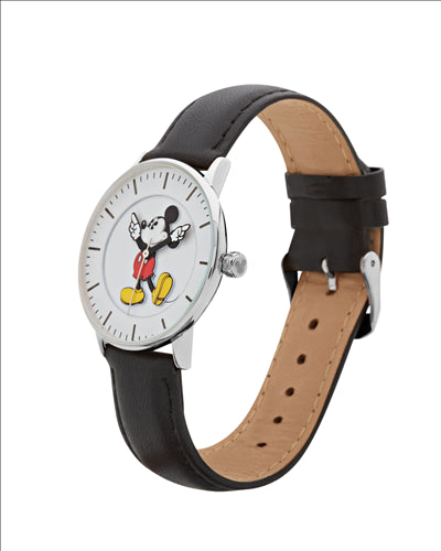 Mickey Mouse Black Leather Watch