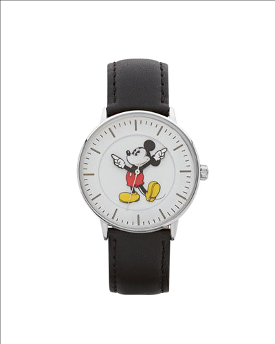 Mickey Mouse Black Leather Watch