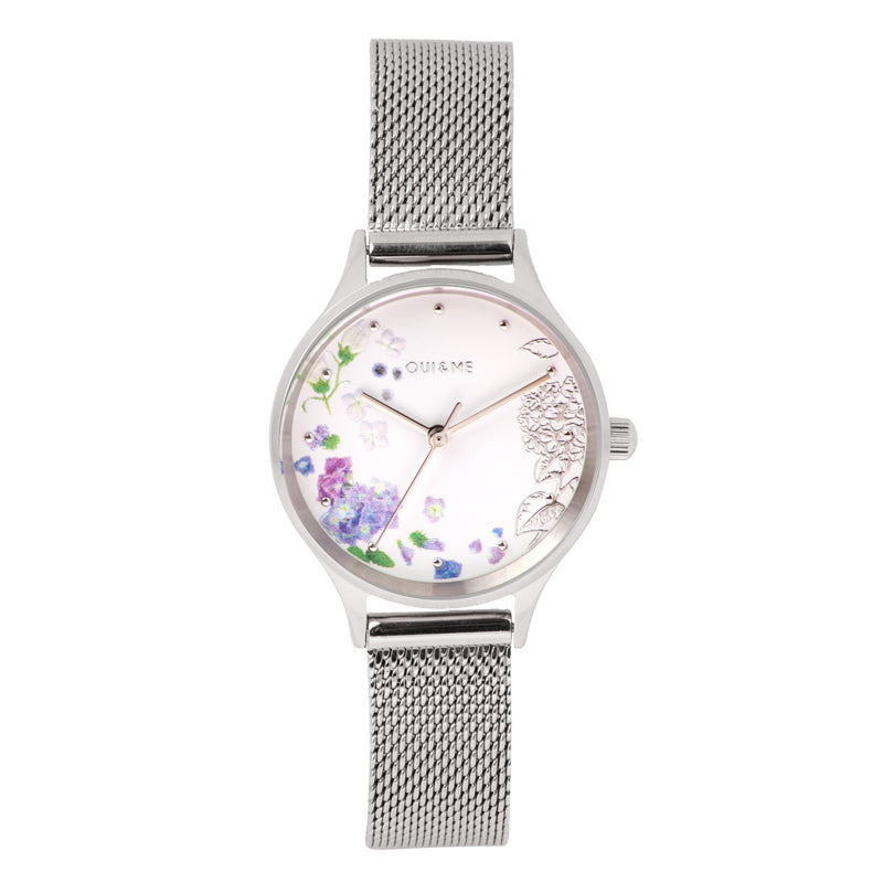 Oui & Me Minette White Flower Dial With Mesh Band
