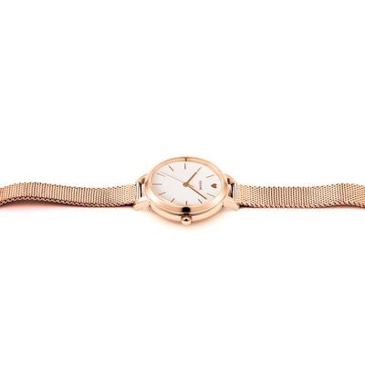 Oui & Me Petite Dress Watch White Dial And Rose Gold Mesh Band