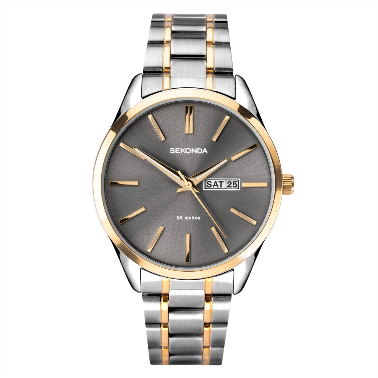Gents Silver/Gold Case + Bracelet Band Watch