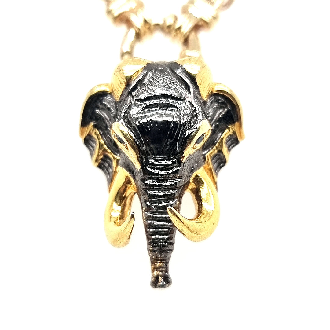 Silver Gold Plated Elephant Pendant With 2 X Sapphire Eyes