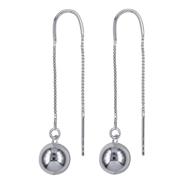 Sterling Silver Thread Earrings With 10mm Ball
