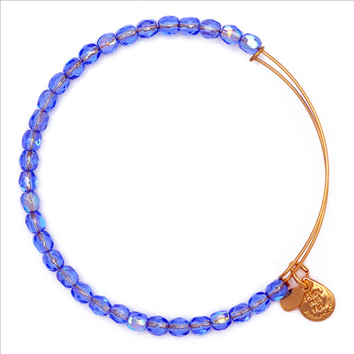 Blue Beaded G/Plated Expandable Bracelet